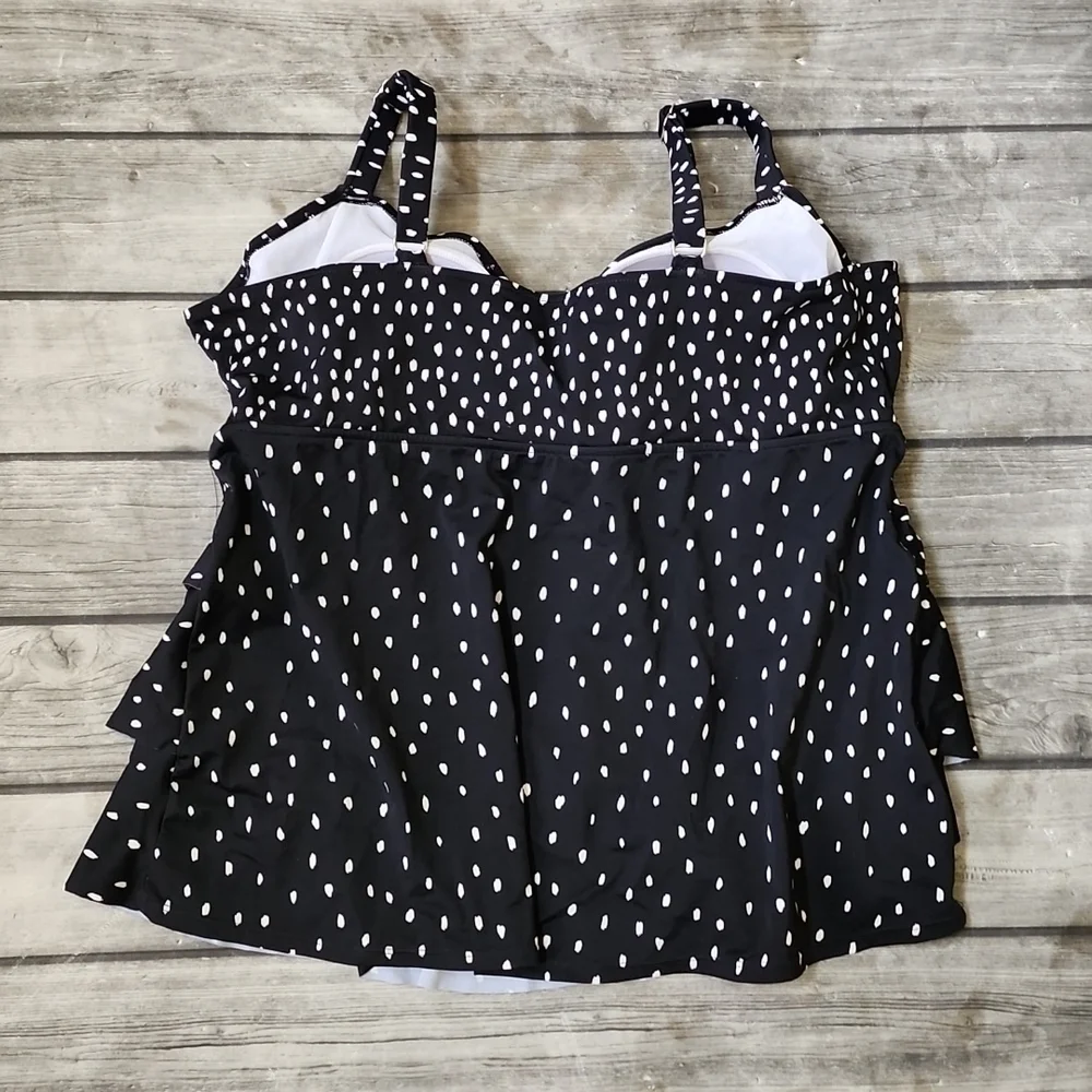 Women's Polka Dot Tiered Flowy Tankini Top Sz 24W - Picture 4 of 5